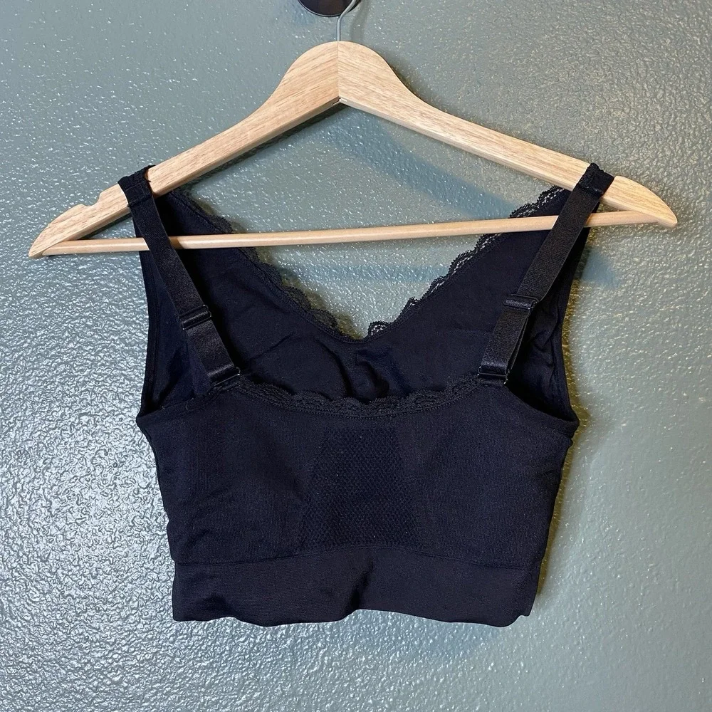 CARA MIA Black Comfortable Nylon Spandex Stretch Fabric Bra Size Large